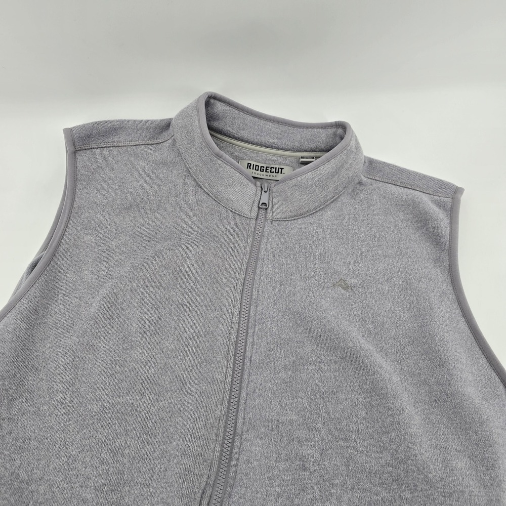 Ridgecut Toughwear Fleece Vest Mens Full Zip Mock Neck Gray 3X‎